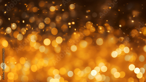 Gold glitter texture. Sparkling gold bright bokeh from blurred diamond dust, bokeh, background texture