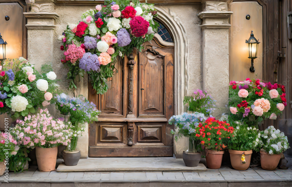 Entrance Decorations with Beautiful Flowers, 
