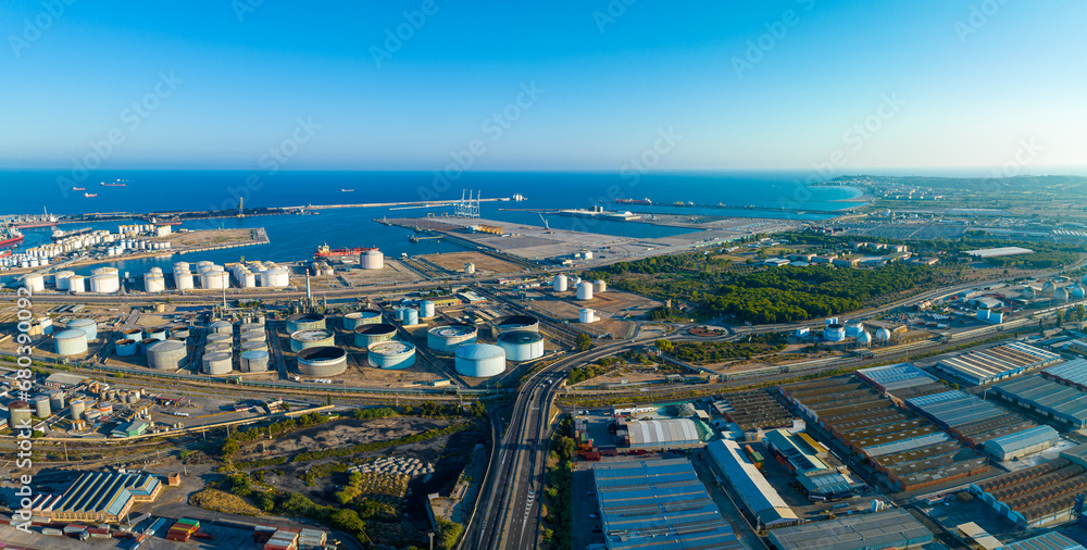 Aerial voew of the port of Tarragona, (Port de Tarragona), one of the largest seaports of Spain