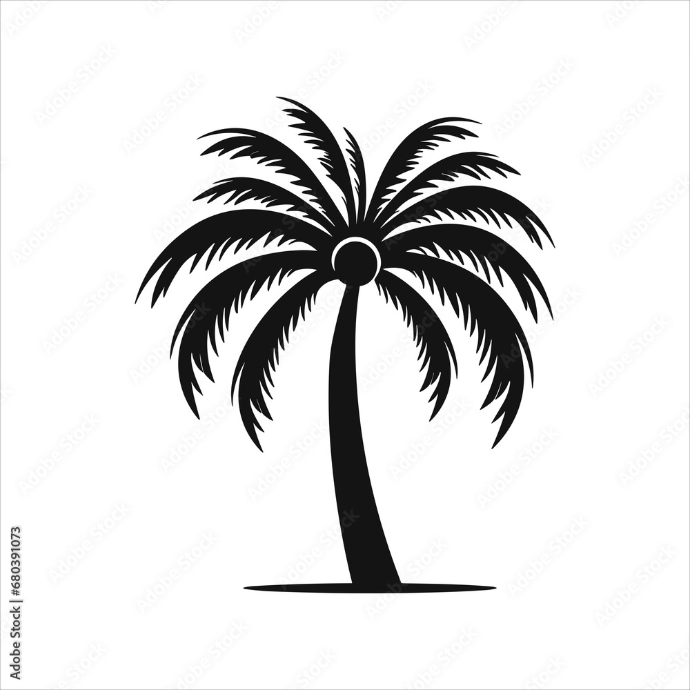 Black palm trees vector icon