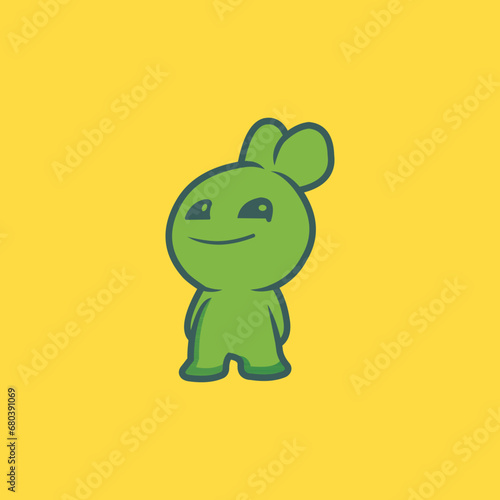 green cute doll logo design