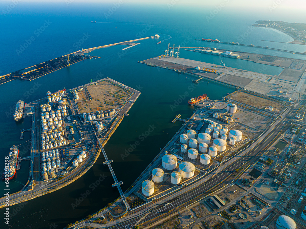 Aerial voew of the port of Tarragona, (Port de Tarragona), one of the largest seaports of Spain