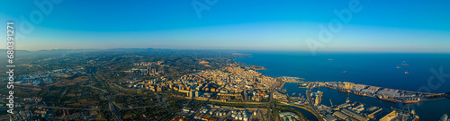 Obraz na płótnie Aerial voew of the port of Tarragona, (Port de Tarragona), one of the largest seaports of Spain w salonie