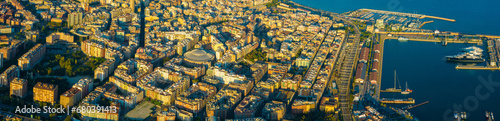 Obraz na płótnie Aerial voew of the port of Tarragona, (Port de Tarragona), one of the largest seaports of Spain w salonie