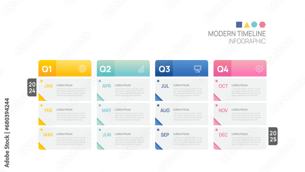 Business step timeline infographic arrow template. Modern milestone element timeline diagram calendar vector.