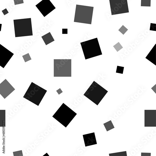 Seamless vector pattern with rectangles, creating a creative monochrome background with rotated elements. Vector illustration on white background