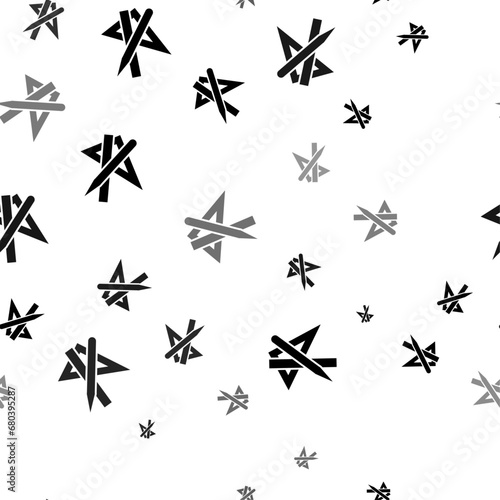 Seamless vector pattern with school supplies symbols  creating a creative monochrome background with rotated elements. Vector illustration on white background