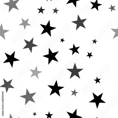 Seamless vector pattern with star symbols, creating a creative monochrome background with rotated elements. Vector illustration on white background