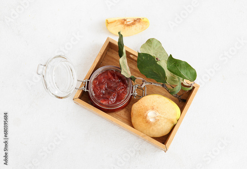 Homemade quince jam in glas...