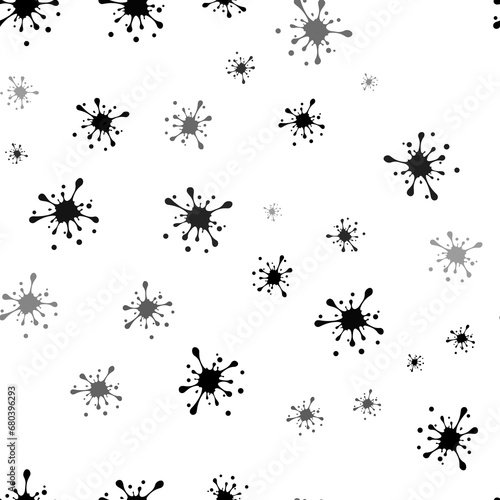 Seamless vector pattern with blot symbols, creating a creative monochrome background with rotated elements. Illustration on transparent background