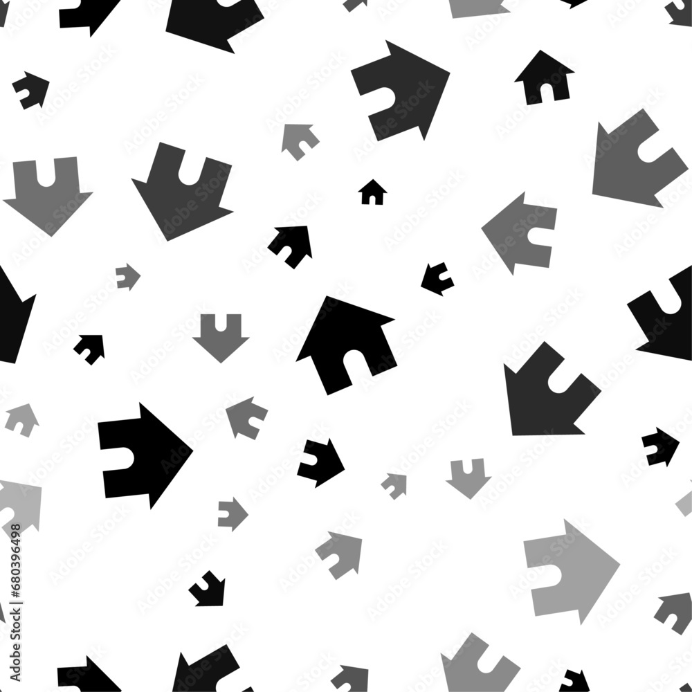 Seamless vector pattern with kennel symbols, creating a creative monochrome background with rotated elements. Vector illustration on white background Seamless vector pattern with kennel symbols, creating a creative monochrome background with rotated elements. Vector illustration on white background