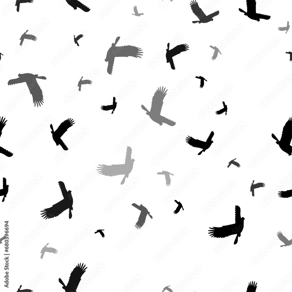Seamless vector pattern with eagle symbols, creating a creative monochrome background with rotated elements. Vector illustration on white background Seamless vector pattern with eagle symbols, creating a creative monochrome background with rotated elements. Vector illustration on white background