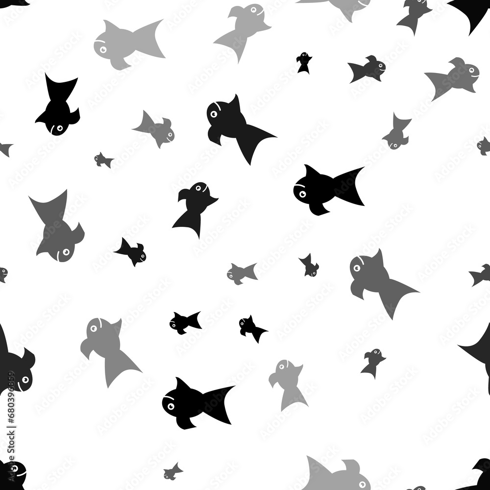 Seamless vector pattern with gold fish symbols, creating a creative monochrome background with rotated elements. Illustration on transparent background Seamless vector pattern with gold fish symbols, creating a creative monochrome background with rotated elements. Illustration on transparent background
