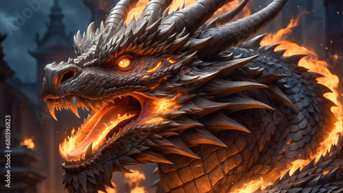 A dragon is a large magical legendary creature that appears in the folklore of multiple cultures worldwide. 4K - 8K - 12K TV. Generative AI.

