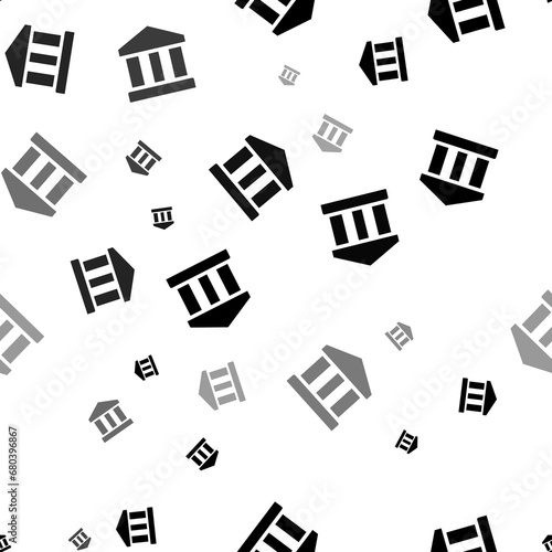 Seamless vector pattern with bank symbols, creating a creative monochrome background with rotated elements. Illustration on transparent background