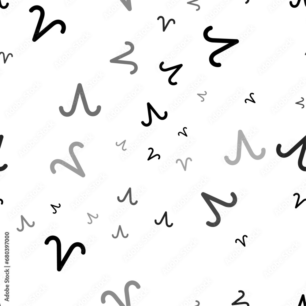 Seamless vector pattern with zodiac aries symbols, creating a creative monochrome background with rotated elements. Vector illustration on white background Seamless vector pattern with zodiac aries symbols, creating a creative monochrome background with rotated elements. Vector illustration on white background