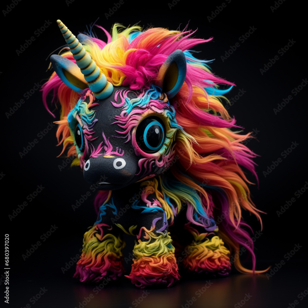 stuffed critter with colorful hair unicorn