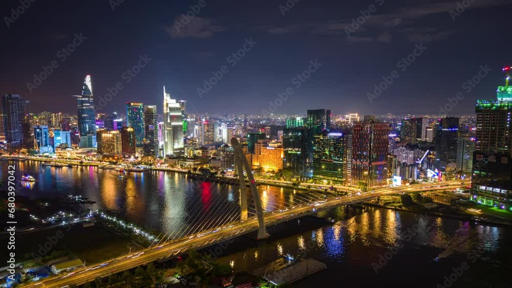 Night timelapse of downtown Ho Chi Minh City, Vietnam. Night timelapse of downtown Ho Chi Minh City, Vietnam.