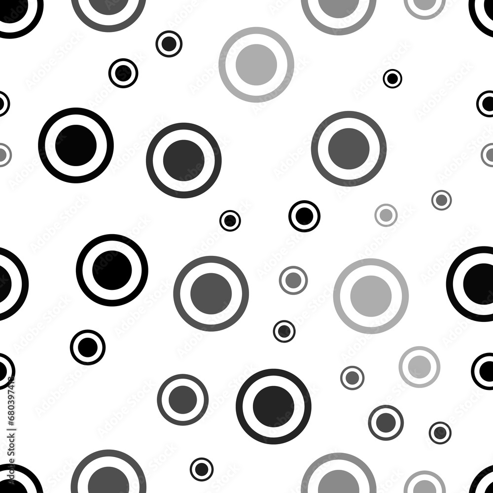 Seamless vector pattern with radio button symbols, creating a creative monochrome background with rotated elements. Illustration on transparent background