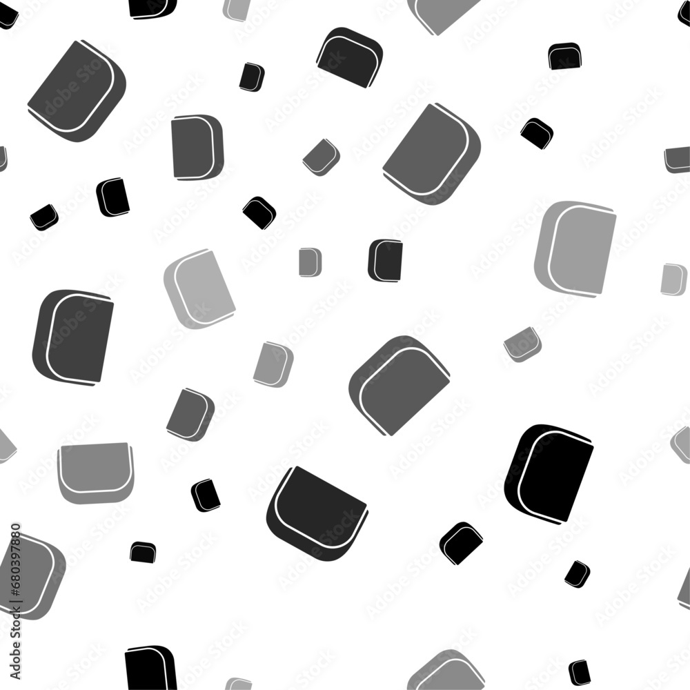 Seamless vector pattern with ladies handbag symbols, creating a creative monochrome background with rotated elements. Vector illustration on white background Seamless vector pattern with ladies handbag symbols, creating a creative monochrome background with rotated elements. Vector illustration on white background