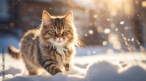 cat on the snow