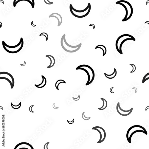 Seamless vector pattern with moon astrological symbols, creating a creative monochrome background with rotated elements. Illustration on transparent background photo