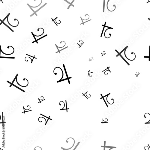 Seamless vector pattern with jupiter astrological symbols, creating a creative monochrome background with rotated elements. Illustration on transparent background