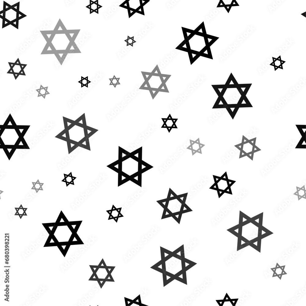 Seamless vector pattern with star of David symbols, creating a creative monochrome background with rotated elements. Vector illustration on white background Seamless vector pattern with star of David symbols, creating a creative monochrome background with rotated elements. Vector illustration on white background
