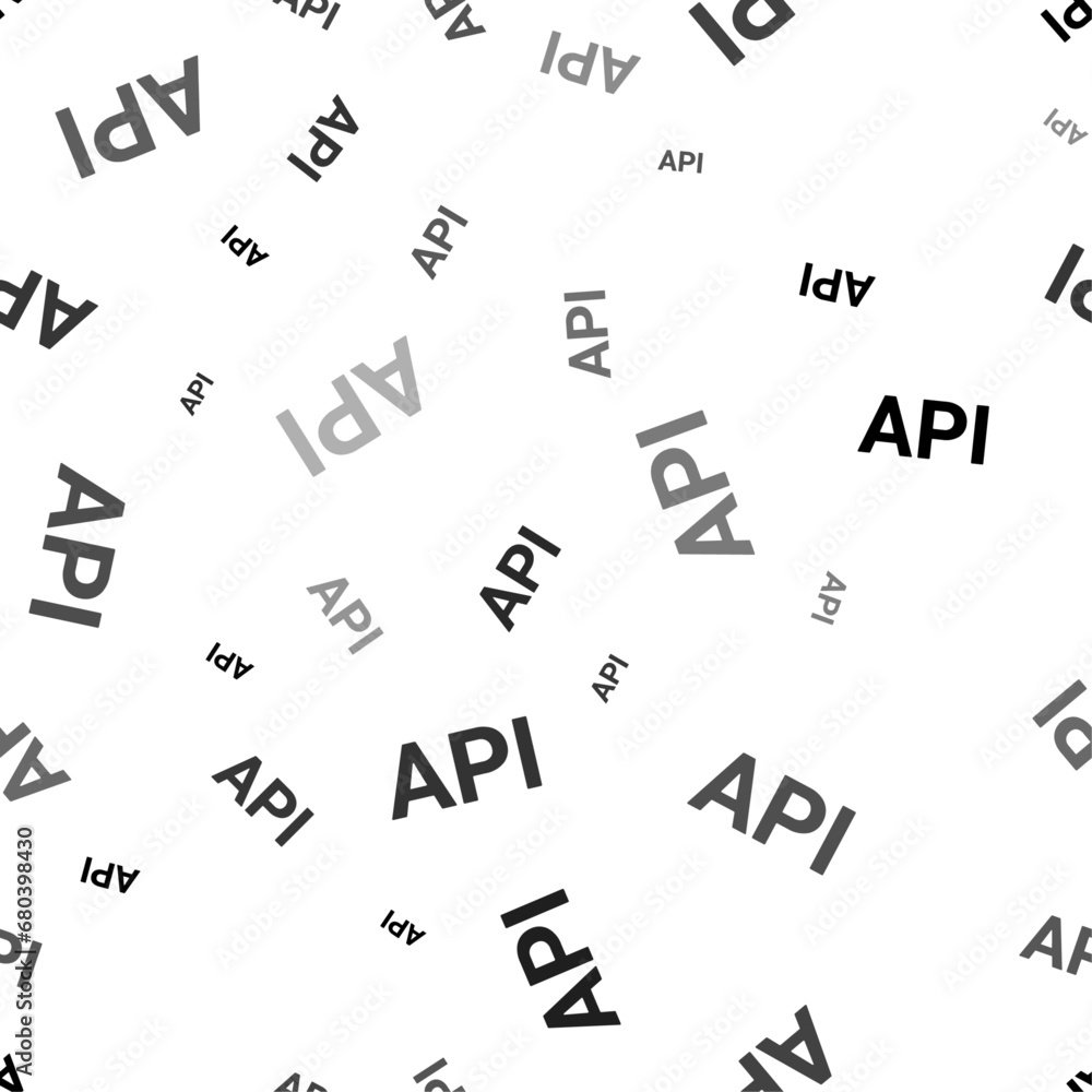 Seamless vector pattern with api symbols, creating a creative monochrome background with rotated elements. Vector illustration on white background Seamless vector pattern with api symbols, creating a creative monochrome background with rotated elements. Vector illustration on white background