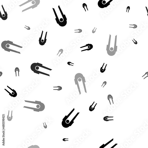 Seamless vector pattern with solo bobsleigh symbols, creating a creative monochrome background with rotated elements. Vector illustration on white background