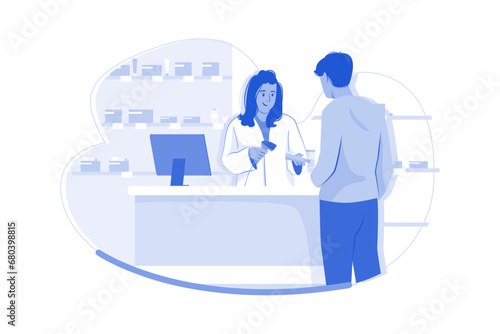 Man Buying Medicine At A Pharmacy Shop