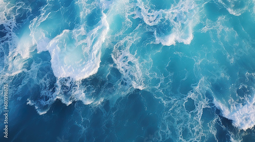 Aerial View of a Wave in the Ocean. Generative Ai photo