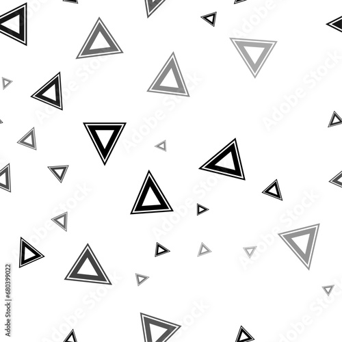 Seamless vector pattern with give way signs, creating a creative monochrome background with rotated elements. Vector illustration on white background