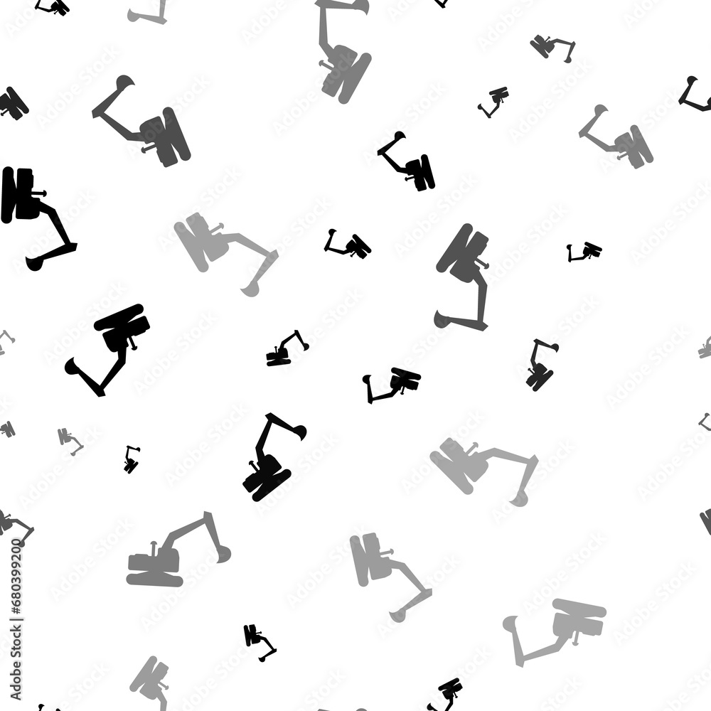 Seamless vector pattern with excavator symbols, creating a creative monochrome background with rotated elements. Illustration on transparent background Seamless vector pattern with excavator symbols, creating a creative monochrome background with rotated elements. Illustration on transparent background