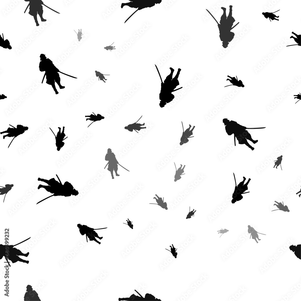 Seamless vector pattern with samurai symbols, creating a creative ...