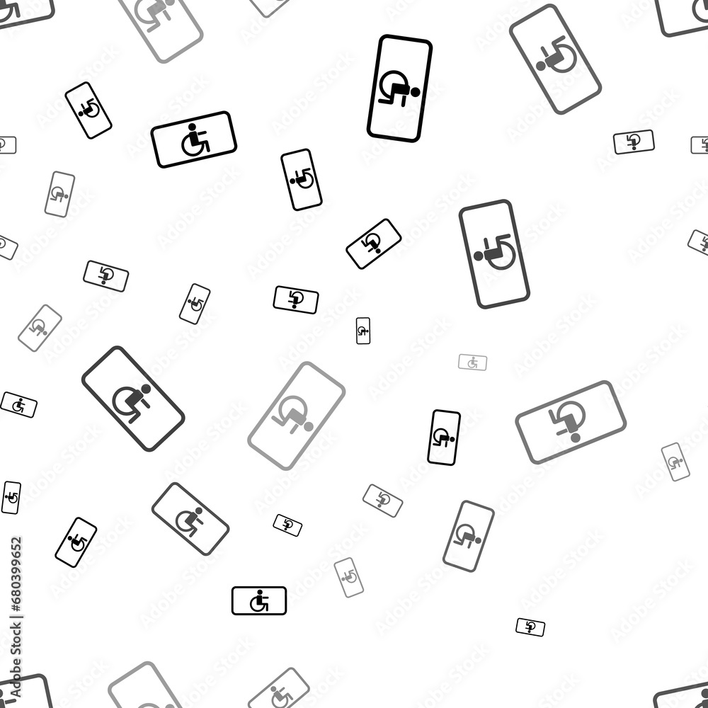 Seamless vector pattern with disabled road signs, creating a creative monochrome background with rotated elements. Illustration on transparent background Seamless vector pattern with disabled road signs, creating a creative monochrome background with rotated elements. Illustration on transparent background
