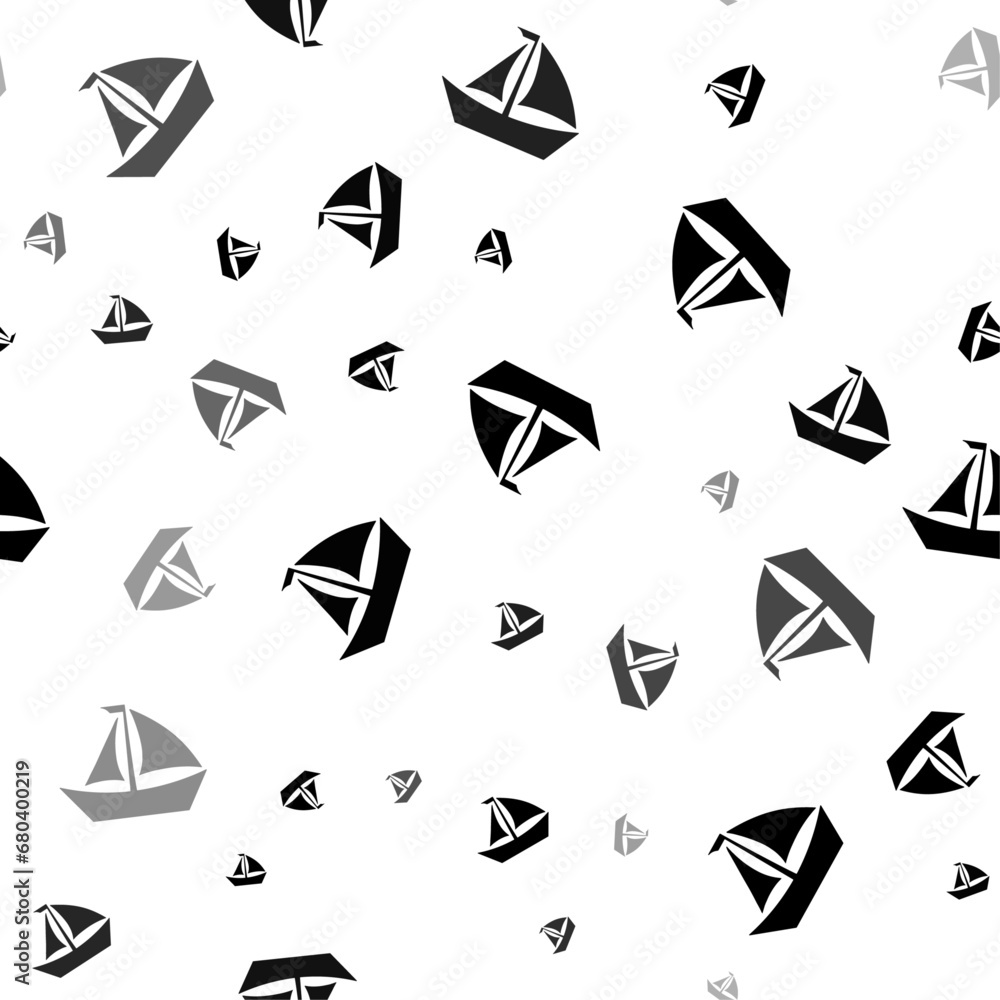 Seamless vector pattern with sailing boat symbols, creating a creative monochrome background with rotated elements. Vector illustration on white background Seamless vector pattern with sailing boat symbols, creating a creative monochrome background with rotated elements. Vector illustration on white background
