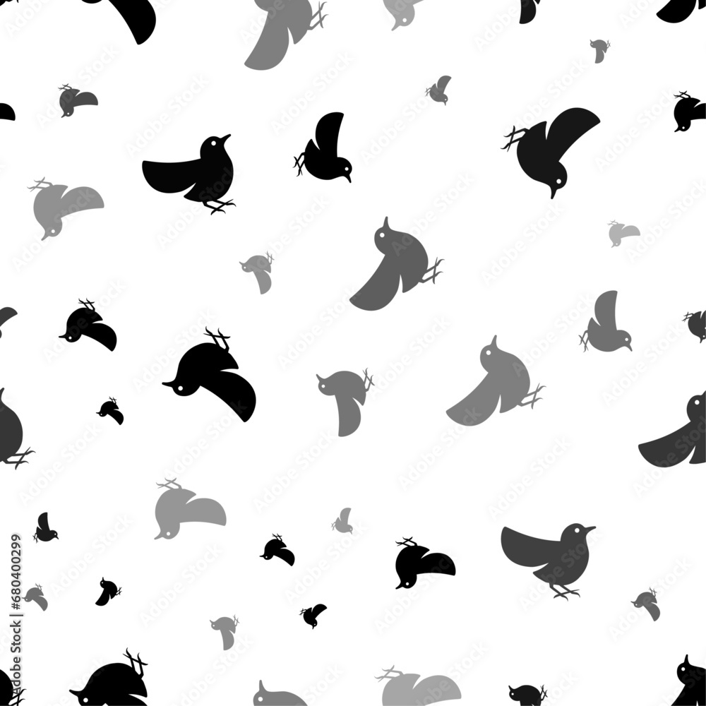Seamless vector pattern with bird symbols, creating a creative monochrome background with rotated elements. Vector illustration on white background Seamless vector pattern with bird symbols, creating a creative monochrome background with rotated elements. Vector illustration on white background