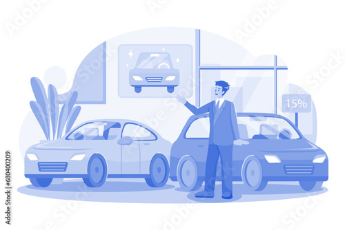 Male Car Agent In A Car Showroom