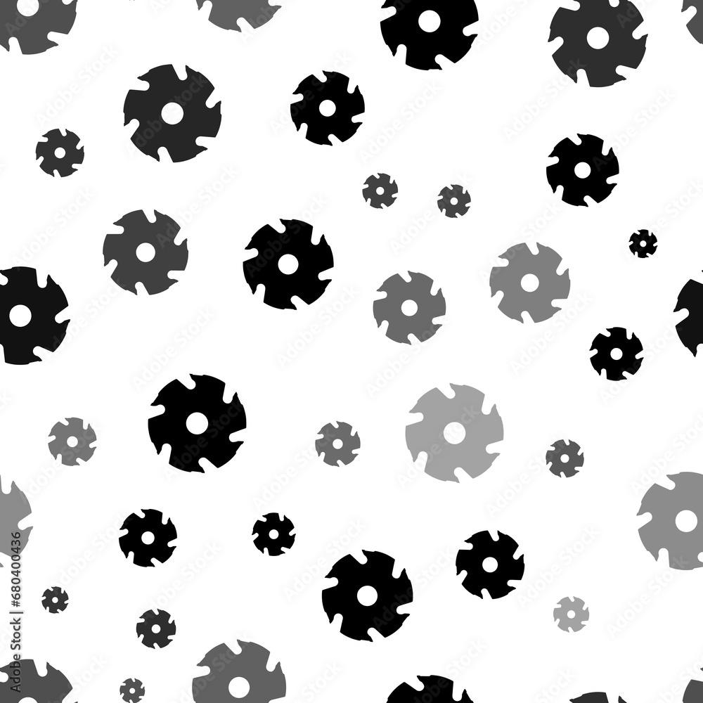 Seamless vector pattern with milling disc symbols, creating a creative monochrome background with rotated elements. Illustration on transparent background Seamless vector pattern with milling disc symbols, creating a creative monochrome background with rotated elements. Illustration on transparent background