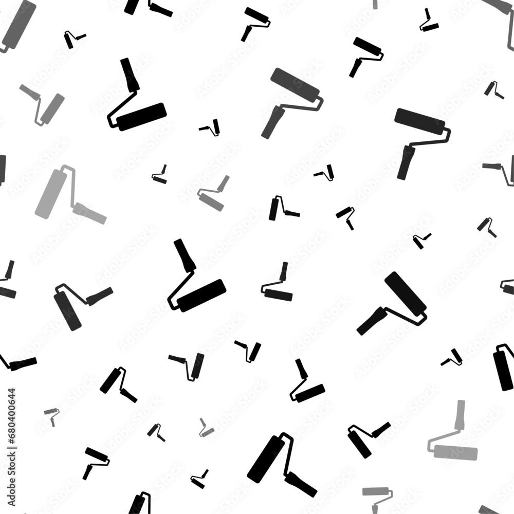 Seamless vector pattern with paint roller symbols, creating a creative monochrome background with rotated elements. Vector illustration on white background Seamless vector pattern with paint roller symbols, creating a creative monochrome background with rotated elements. Vector illustration on white background