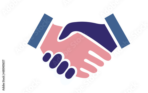 Multicolor handshake or shaking hands in unity and peace flat vector color icon for apps
