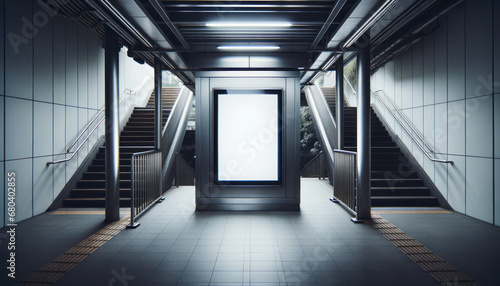 Fotografia, Obraz Blank billboard in the underground passage of a modern building, mockup