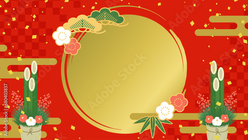 華やかな雰囲気のお正月の背景イラスト（初売りセールのバナー素材）