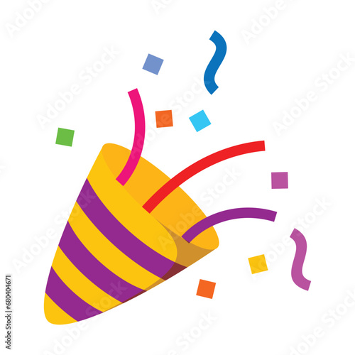 popper party new year. Birthday icon design vector illustration with transparent background