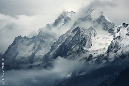 Landscape of snow mountains in the winter season. Beautiful outdoor environment in the nature. © Golden House Images