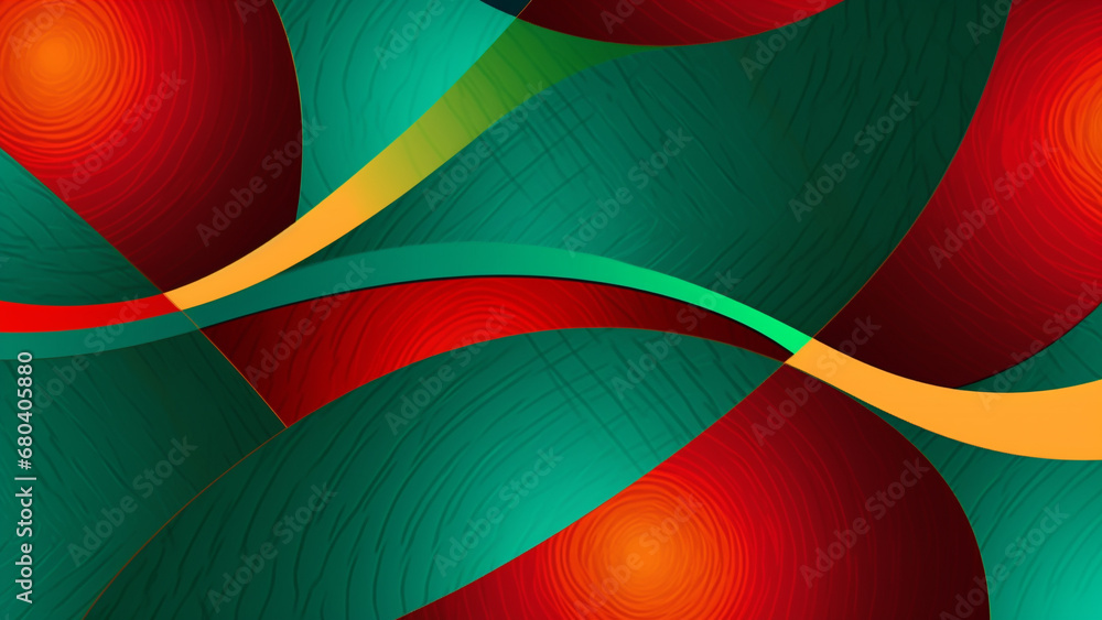 Naklejka premium Pop Art Retro Pattern Fire Engine Red and Emerald Green