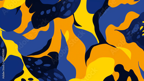 Marigold Glow and Navy Nights Retro Pop Art Abstract Pattern