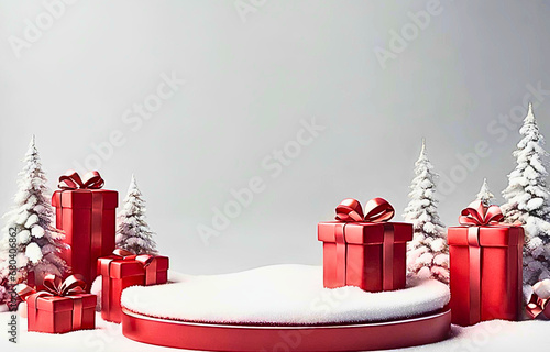 Festive Christmas Gift Box, 
Snowy Holiday Present, 
Gift Wrapped in Winter Snow, 
Christmas Surprise with Snowflakes, 
Seasonal Gift Box in Snow