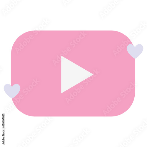 Pink play button icon vector.